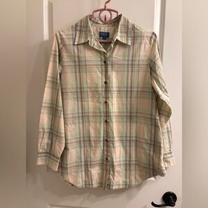 Pendleton Women’s Cotton Pastel Plaid Button-Down Tunic Shirt with Pockets